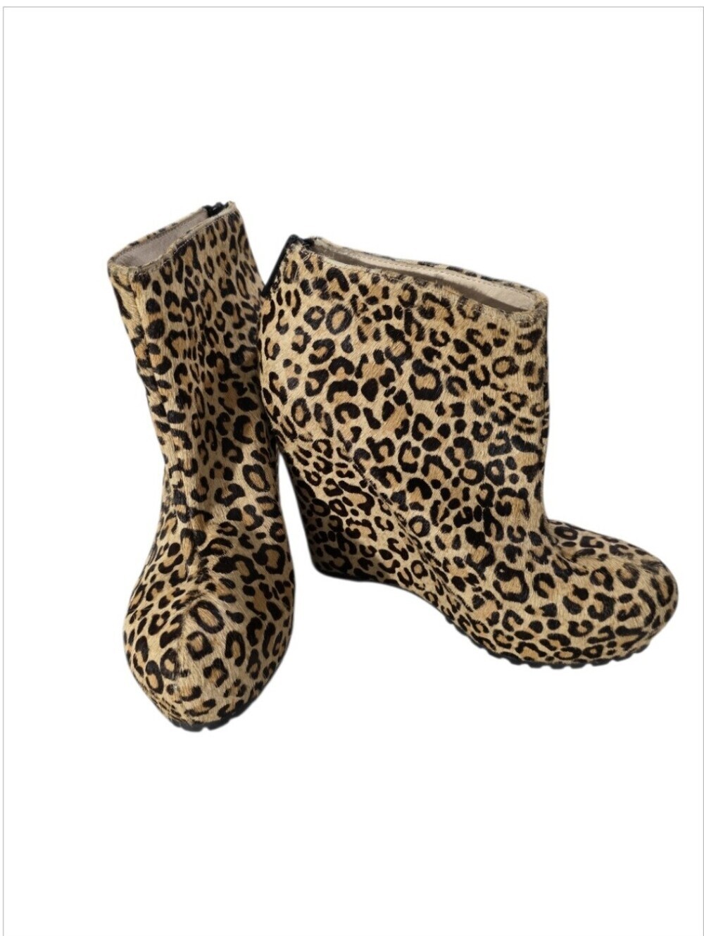 Matiko Leopard Calf Hair Hidden Wedge Ankle Boots Women's Size 8.5